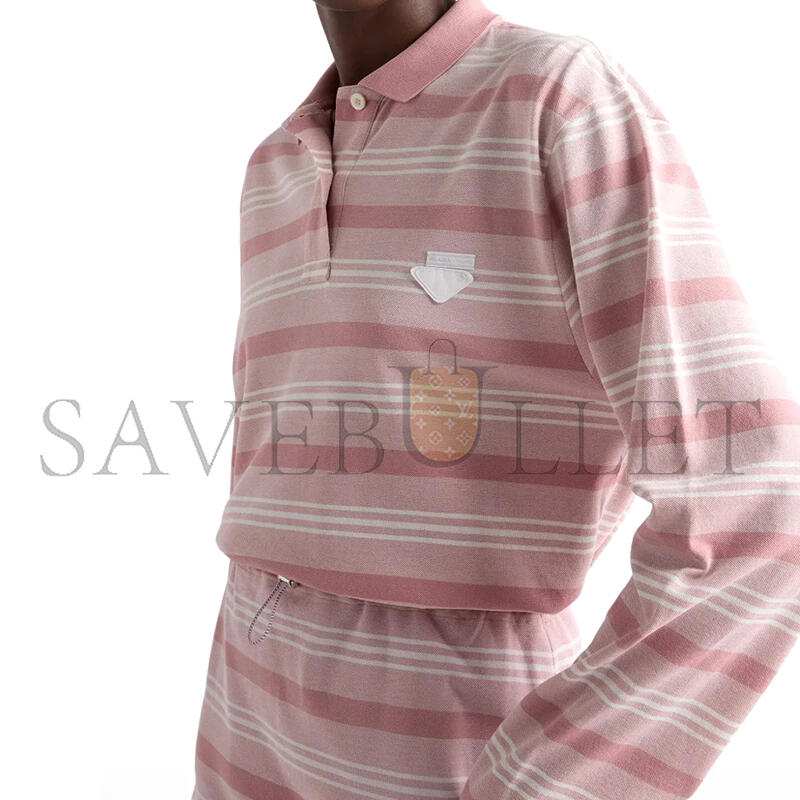 PRADA STRIPED KNIT POLO SHIRT 